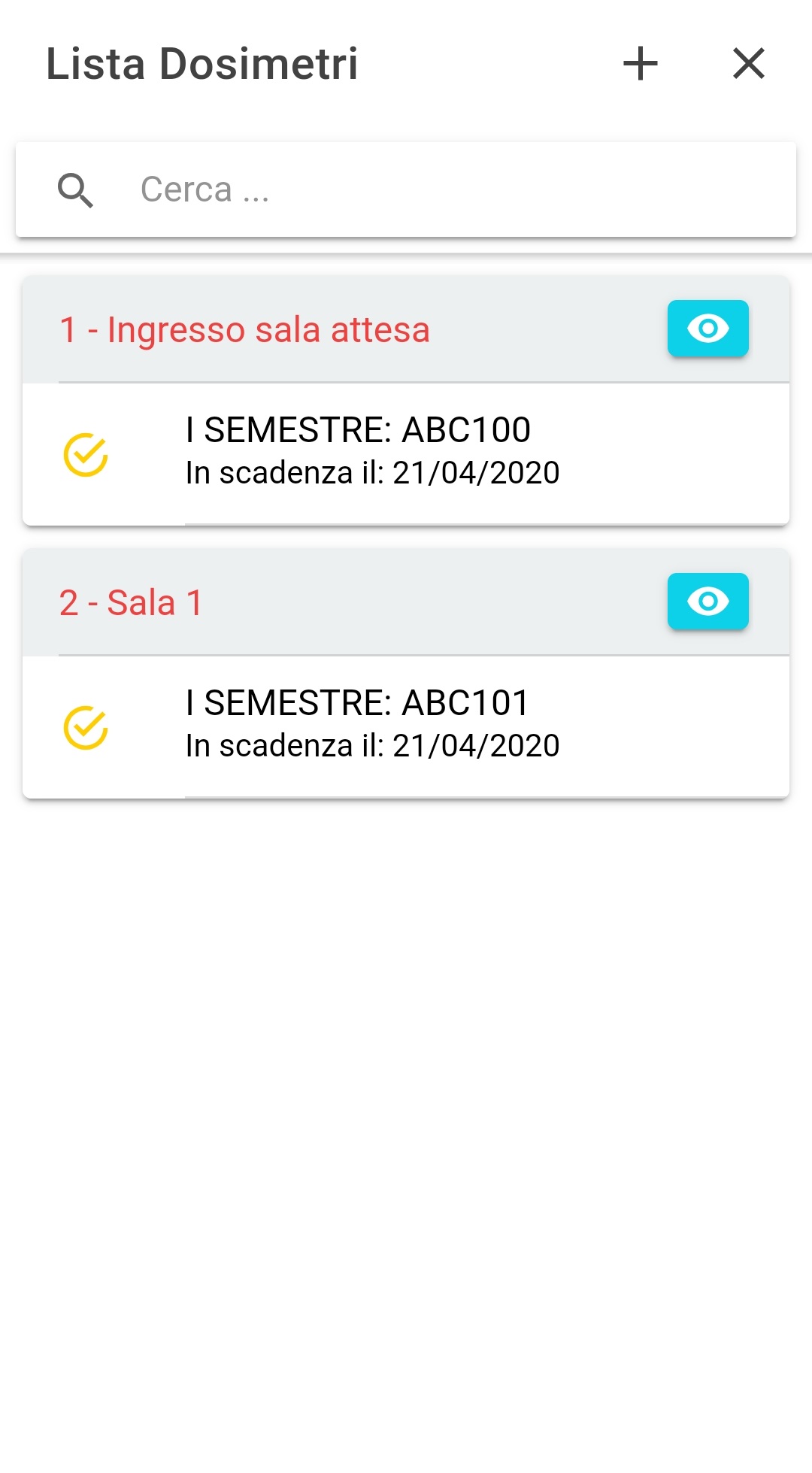 Lista dei dosimetri