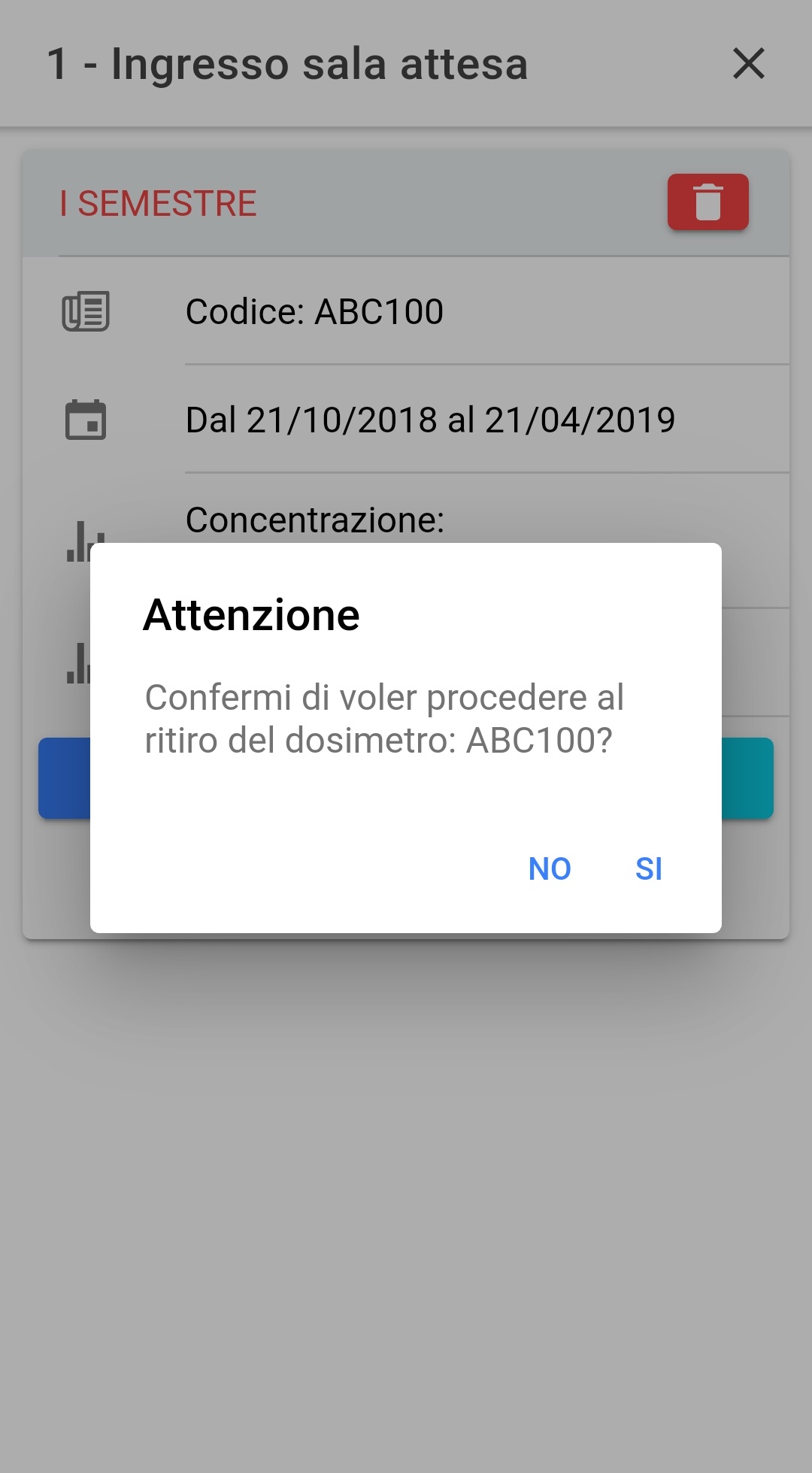 Sostituzione di un dosimetro